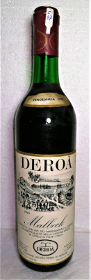 C 47 -vin rosu, MALBECK, DEROA&amp;#039;, cl 70 gr 12,5 recoltare 1975 foto