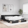 Pat de zi cu extensie și sertare, negru, 90x190cm, textil