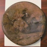 Cumpara ieftin GE - Aplica veche, din tabla de fier pictata manual (trandafiri) / D: 25 cm 150 g / stare buna, cu patina timpului