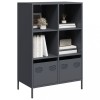 Dulap inalt antracit vidaXL, 68x39x103.5 cm, otel, 4 compartimente si 2 sertare, raft carti, depozitare