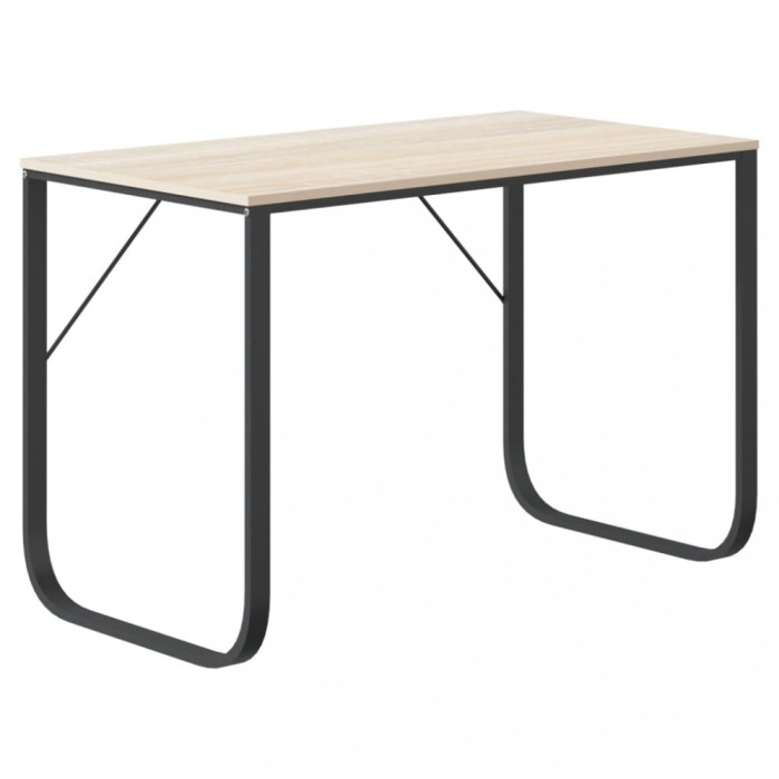 Birou de calculator, negru/stejar, 110x60x73 cm, lemn prelucrat