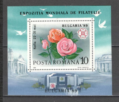 Romania.1989 Expozitia filatelica BULGARIA:Flori-Bl. ZR.837 foto