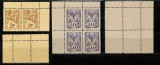 ROMANIA 1945 Transilvania de Nord emisiunea Oradea II pereche 2P si bloc de 4x 40f cu punte in partea de sus, negumate