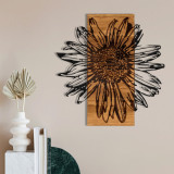 Decoratiune de perete, Daisy, lemn/metal, 56 x 58 cm, negru/maro