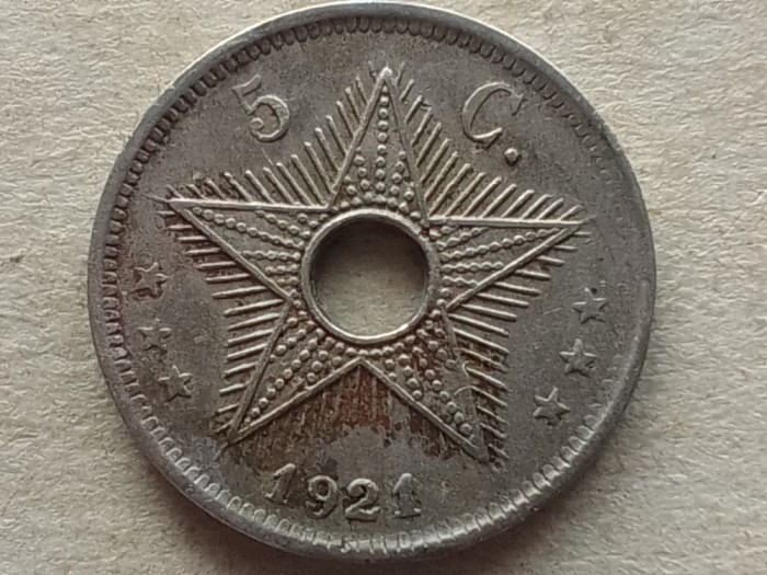 CONGO BELGIAN-5 CENTIMES 1921