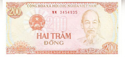 M1 - Bancnota foarte veche - Vietnam - 200 dong - 1987 foto