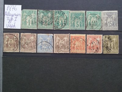 1876-1878-Franta-Alegorii -Tip I-dant.-varietati-stampilat-Y.T.=935$-RAR foto