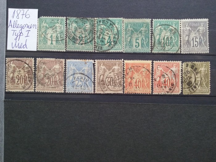 1876-1878-Franta-Alegorii -Tip I-dant.-varietati-stampilat-Y.T.=935$-RAR