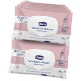 Pachet Servetele umede delicate cu clapeta Chicco, fara alcool si sapun, 0 luni+, 12 pachete x 72 buc.