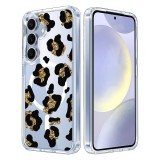 Husa pentru samsung galaxy s25 plus, atasare magnetica, magsafe, leopard gold glitter, clear