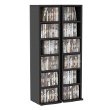 HOMCOM Lot de 2 etajere coloane dulap de depozitare CD-DVD 12 compartimente 21 x 22,5 x 88,5 cm capacitate 204 CD negru | Aosom Romania