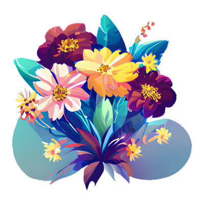 Sticker decorativ, Buchet de Flori, Multicolor, 62 cm, 10333ST foto