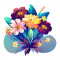 Sticker decorativ, Buchet de Flori, Multicolor, 62 cm, 10333ST