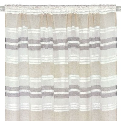 Perdea Decorativă, Model Dungi, Culoare Ecru Bej, Dimensiuni 140x260cm, Material Poliester foto