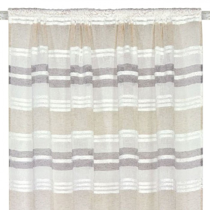 Perdea Decorativă, Model Dungi, Culoare Ecru Bej, Dimensiuni 140x260cm, Material Poliester