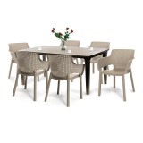 Cumpara ieftin Set mobilier de grădină Fueva 6+1, culoare cappuccino