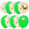 Set 10 Baloane Latex Verde cu Confetti Aurii, 30cm, Ropet - Aniversare, Nunta, Botez, Petrecere