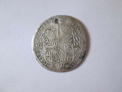 Rară! Regatul Boemiei-Printul episcop de Olomouc Wolfgang:15 Kreuzer 1716 argint foto