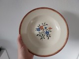 Farfurie veche, cu flori, Transilvania, traditional taranesc, 23cm diametru x 4cm inaltime