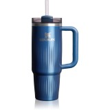 Stanley Quencher H2.O FlowState&trade; Fluted Tumbler pahar din oțel inoxidabil cu pai medium Glacial Blue Shine 890 ml