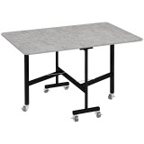 HOMCOM Masă Pliabilă pentru 4-6 Persoane, Masă de Bucătărie Modernă cu Spațiu Economic și 6 Roți, 120x80x73 cm, Gri | Aosom Romania