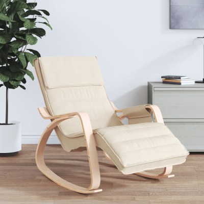 vidaXL Scaun balansoar, crem, material textil foto