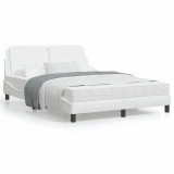VidaXL Cadru de pat cu tăblie, alb, 120x200 cm, piele ecologică