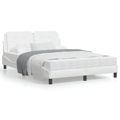 Cadru de pat cu tablie, alb, 120x200 cm, piele ecologica GartenMobel Dekor foto