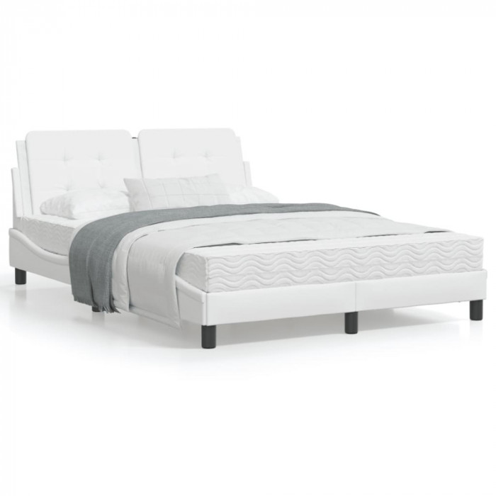 Cadru de pat cu tablie, alb, 120x200 cm, piele ecologica GartenMobel Dekor