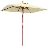Outsunny Umbrelă de Grădină &Icirc;nclinabilă cu Sistem cu Șnur și Orificiu de Ventilație, 200x150x235 cm, Bej | Aosom Romania