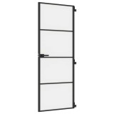 Cumpara ieftin Usa de interior negru 76x201,5 cm sticla securiz./aluminiu slim