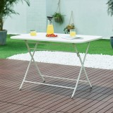 Klapptisch Sande Stahl 110x70x71 cm Wei&szlig; [en.casa] HausGarden Leisure