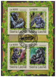 SIERRA LEONE 2016 - Fauna, Gorile/ colita noua, Stampilat