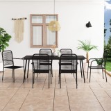 Set mobilier de gradina, 7 piese, negru, sfoara bumbac si otel GartenMobel Dekor, vidaXL