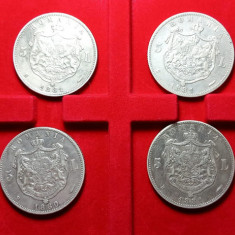 8 Monede superbe din Argint a 5 Lei CAROL I