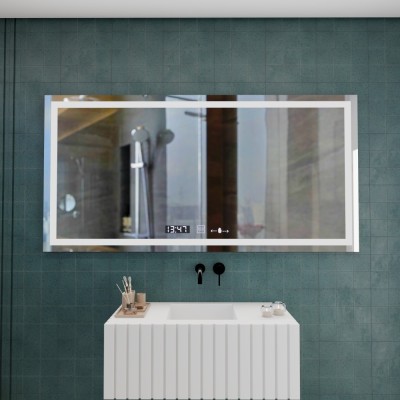 Oglinda LED Rectangulara, 120x60cm, Verite MotionGlow Marcello, Sistem Dezaburire, Ceas &amp;amp; Termometru, Dimabila ModernLight Concept foto