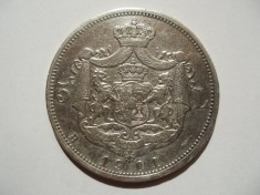 ROMANIA - 5 LEI 1901 , Ag900, CAROL I , L17.14