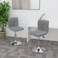 vidaXL Scaune de bucătărie pivotante, 2 buc., gri deschis, textil