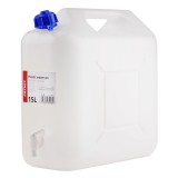 Canistra rezervor din plastic pentru apa 15L cu robinet, maner comod, Hdpe rezistent la intemperii, alb, 34x13x55 cm, diametru umplere 30 mm, AMiO