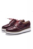 Pantofi Dama TRULAND cu Perforatii Brogue din Piele Naturala Lac cu Platforma
