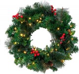 Coronita pentru Craciun Uniguardian, LED, poliester, verde/rosu, 46 cm
