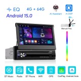 Navigatie Auto Android 15 cu Ecran Retractabil 7 Inch IPS, 4GB RAM, 64GB ROM, Wireless CarPlay si Android Auto, GPS, WiFi, Bluetooth 5.0