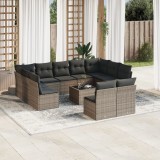 Gossi set canapea de gradina cu perne, 12 piese, gri, poliratan