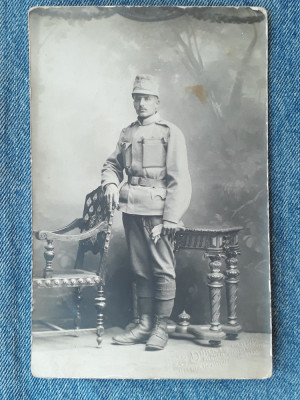 162 - Fotografie veche soldat 1914 / Atelier foto Dunky Cluj / Kolozsvar WW1 foto