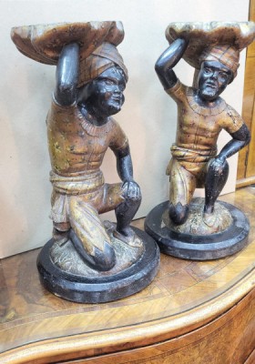 PERECHE STATUETE LEMN - ITALIA , SECOL XIX foto