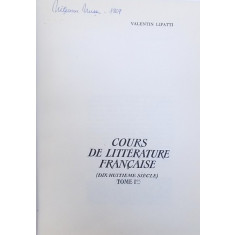 Valentin Lipatti, Cours de litterature francaise