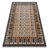 Covor L&acirc;nă KESHAN franjuri, Cadru oriental 6428/53551 bej / albastru inchis, 250x340 cm, Dreptunghi, Lana