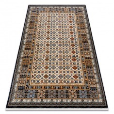 Covor L&acirc;nă KESHAN franjuri, Cadru oriental 6428/53551 bej / albastru inchis, 250x340 cm