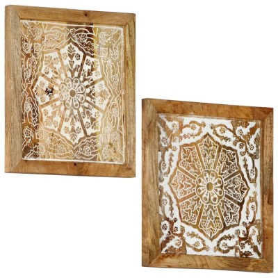 Panouri perete sculptate manual 2 buc. 60x60x2,5 cm lemn mango foto