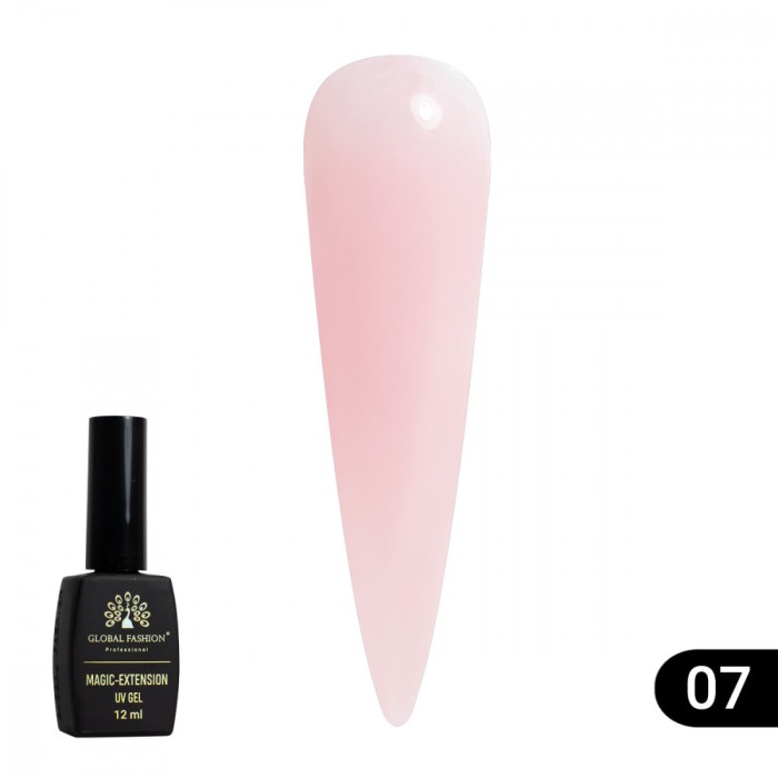 Gel UV constructie, Magic-Extension, Global Fashion, 12 ml, Roz, 07